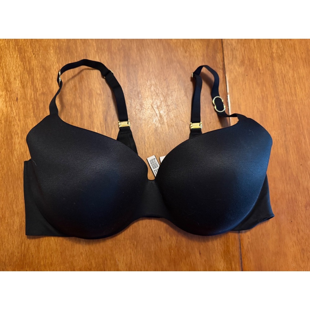 Victoria's Secret Incredible Black Lined Demi Underwire Bra 38D Gold Hardware